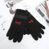 Men's Black Thickened Fleece-Lined Cycling Gloves with Touchscreen Capability for Autumn and Winter.