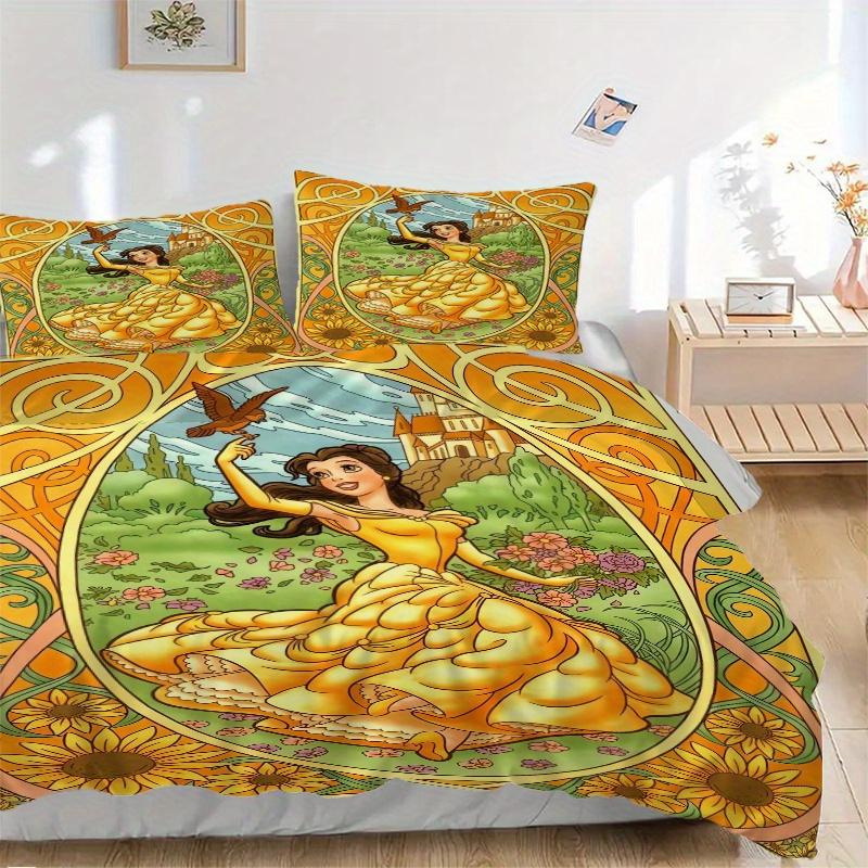 3pcs Princess Belle Quilt Set Soft and Comfortable Bedroom, Guest Room and Dorm Decor Bedding Set B074