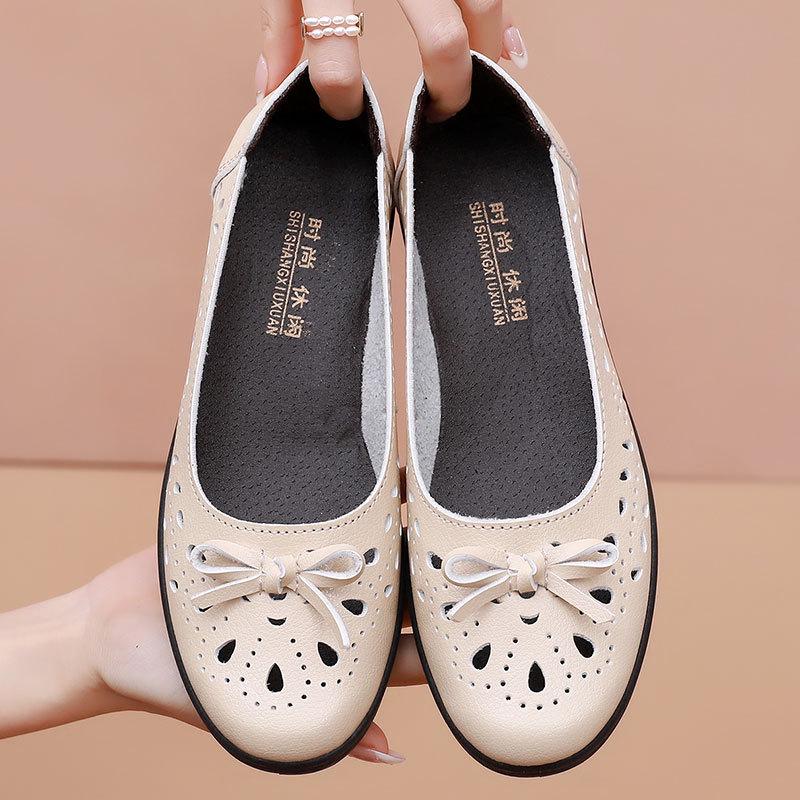 Spring Soft Sole Leather Sandals | Non-Slip Breathable Flats for Women & Seniors
