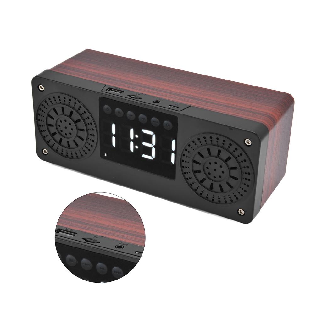Speaker Red Double Speaker Digital Display Clock 360 degrees  Three Dimensional Surround Wooden Speaker Subwoofer