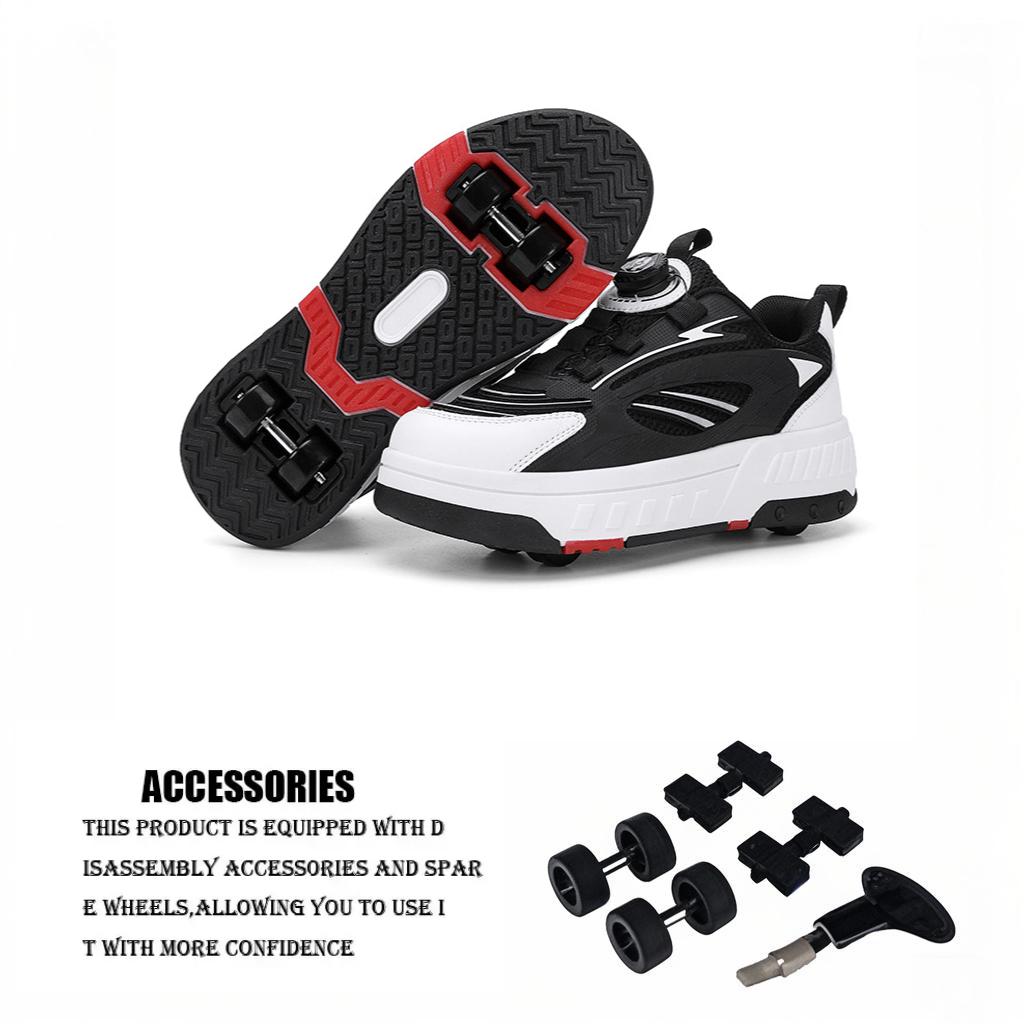 Detachable Wheel Roller Skate Shoes Children's Speed Roller Skates Boys' Sports Racing Sneaker with 2 Wheels Ice Skating Shoes