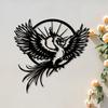 1pc Ornate Metal Bird Wall Sculpture Elegant Iron Mythical Creature Statue Living Room Patio Wedding Holiday Decor Classic Art Gift