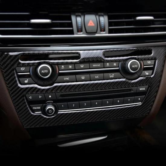 Glossy Carbon Fiber Car Center CD Panel Decoration For BMW X5 X6 2014 15 16 17