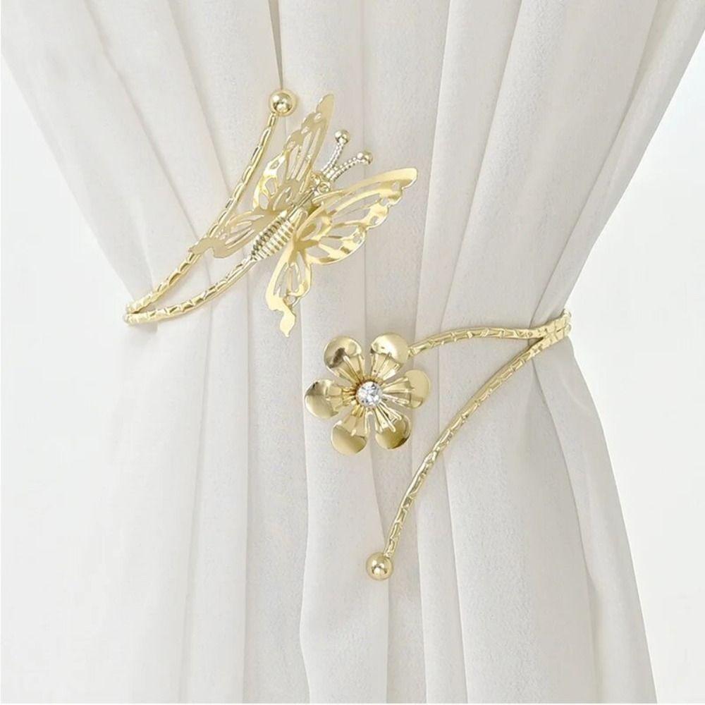 

Красивые Клипсы-Подвязки для Штор в Виде Бабочек Изысканная Металлическая Пряжка для Штор Светлая Роскошь Держатели Пряжек для Штор Домашний Декор золотой