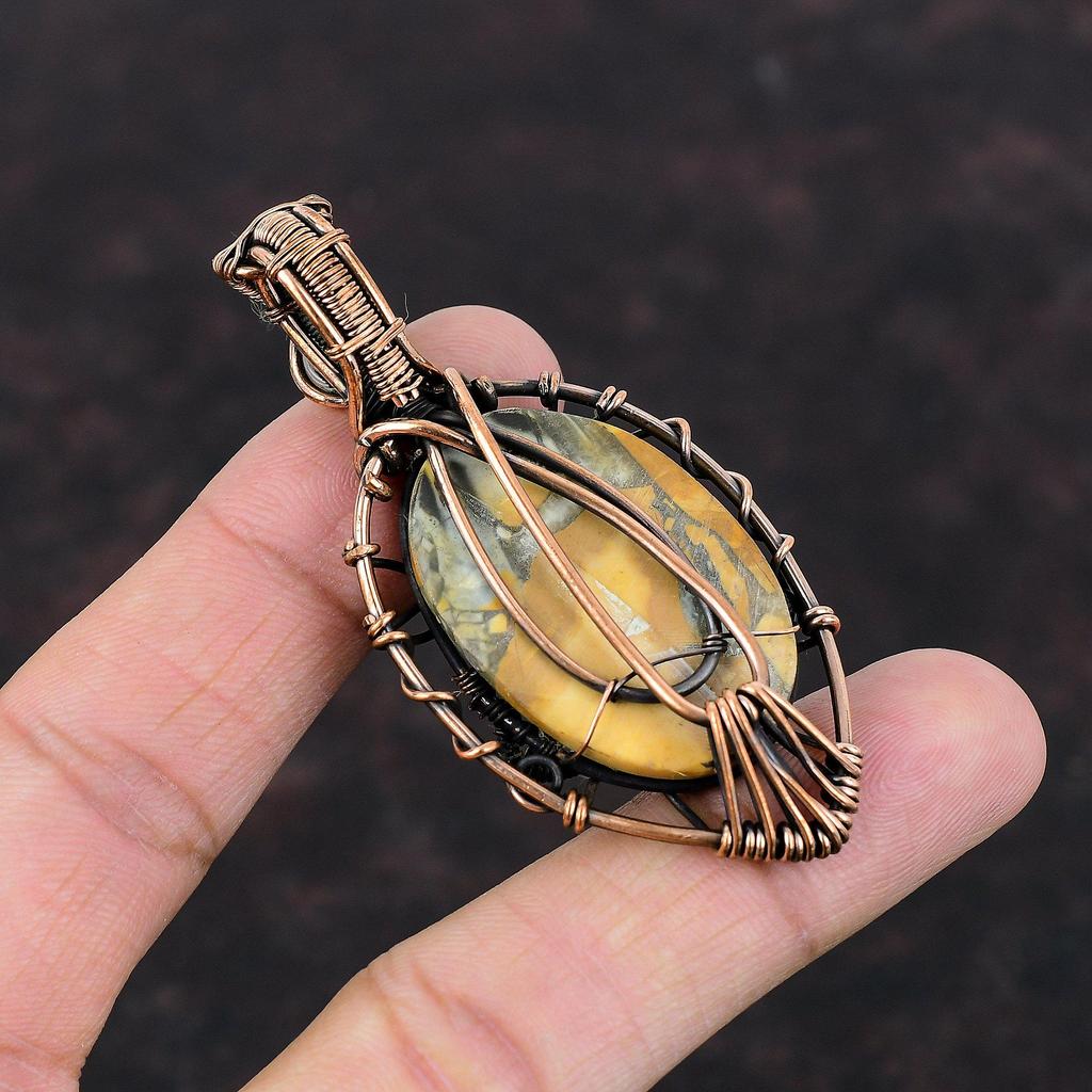Gonosz Szem Maligano Jaspis Medál Rézhuzallal Tekert Drágakő Medál Kézzel Készített Ékszer Szivárvány Holdkő Medál Réz Ékszer Ajándék Neki