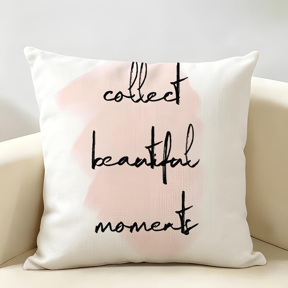 Finlay Noa Simple Words Ins Cushion Cover Natural Linen Organic Fabric DoubleSided Printing Room Sofa Decor Pillow Case