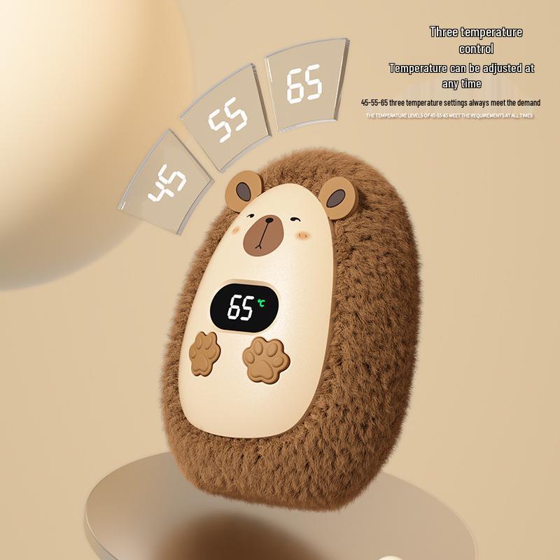 USB-wiederaufladbarer Cartoon-Handwärmer - Niedliches Plüschtier, Digitalanzeige, Tragbares Mini-Wintergeschenk für Babys & Mädchen