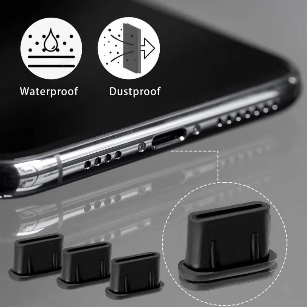 Silicone Type-C Anti-Dust Port Plug & Protector with Cleaning Brush Compatible with iPhone Samsung Xiaomi Huawei Phone Accessory