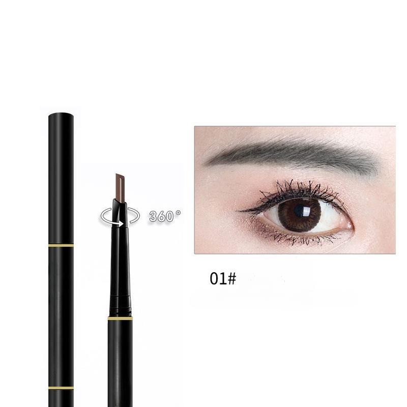 Double Head Automatic Rotating Eyebrow Pencil Waterproof Long Lasting Eyebrow Enhancer with Brow Brush Easy to Paint Makeup Tool