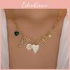 Heart Shape Necklace With Floral Pendant For Women Fashion Jewelry