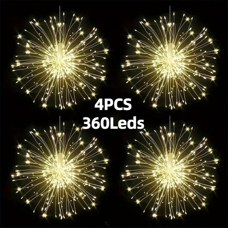 Solar LED Firework String Lights: Waterproof, Remote-Controlled Dandelion Design for Outdoor Hanging