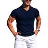 Camiseta esportiva masculina plus size para corrida e fitness, gola alta elástica, listra vertical, camisa polo slim fit sólida