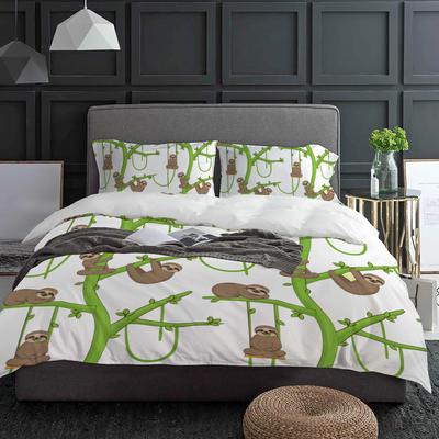Set Biancheria da Letto Kawaii con Animali Bradipi Cartoni Animati 3 Pezzi Copripiumino Federa per Cuscino Coperta per Bambini Adulti Set per Letto Matrimoniale Tessile per la Casa