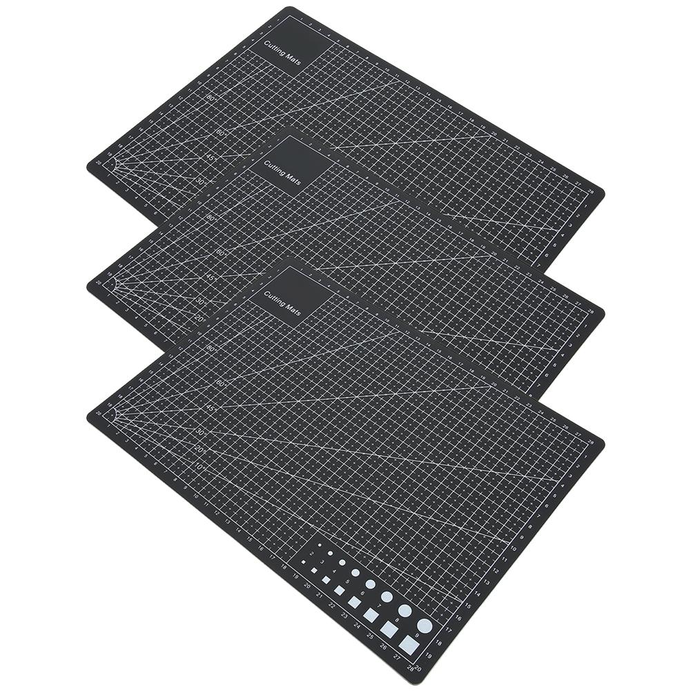 3Pcs Cutting Mat A4 Black Model Cut Pad Paper Rubber Stamp Engraving Scale Board
