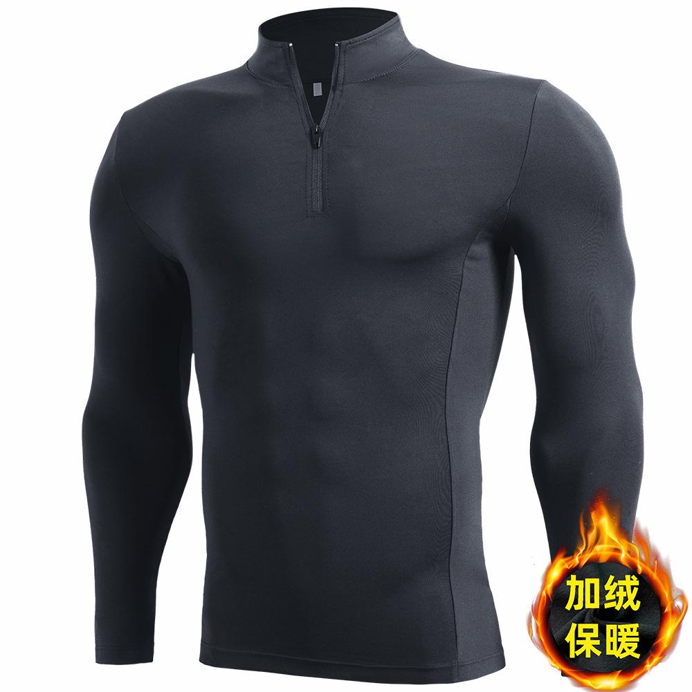 Men's Sports Running T Shirt+ Pants Fleece Thermal Quick Drying Clothes Winter Warm Long Sleeve Tops & Trousers for Running Fitness Training