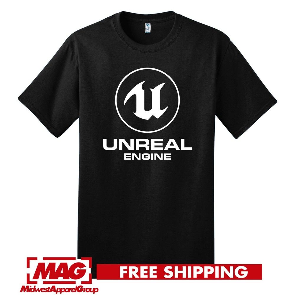 Unisex Shirt Cotton Oversize Large Size UNREAL ENGINE BLACK T-SHIRT Videogame Shirt Game Development C++ Graphics Tee