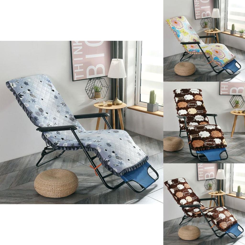 Luxurious Washable Flannel Deck Chair Cushion With Thick Padded Flower Print Design