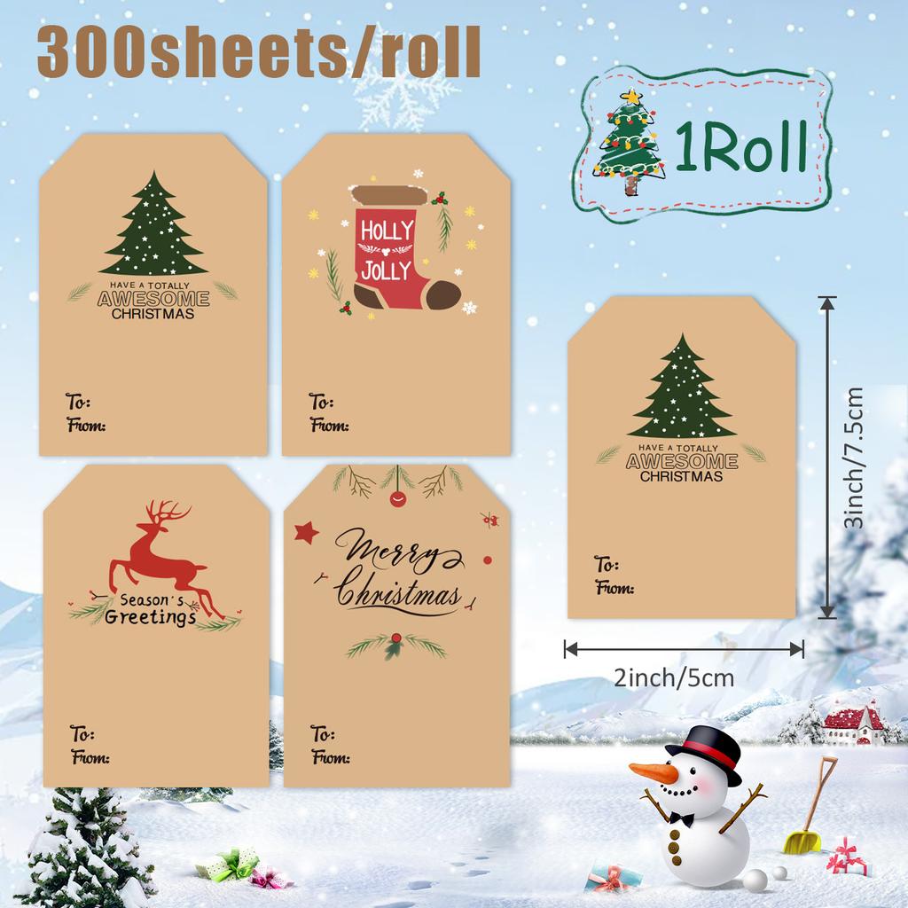 300PCS Christmas Gift Tags - Gift Tags for Christmas Presents | Christmas Gifts for Women Men Mom - Christmas Wrapping Paper - Christmas Decorations