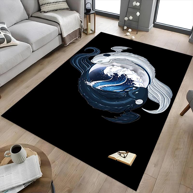 1PC Fish Wave Carpet Office Rug Mat Home Decor Area Carpet Festival Gift Office Desk Chair Carpet Longlasting Material