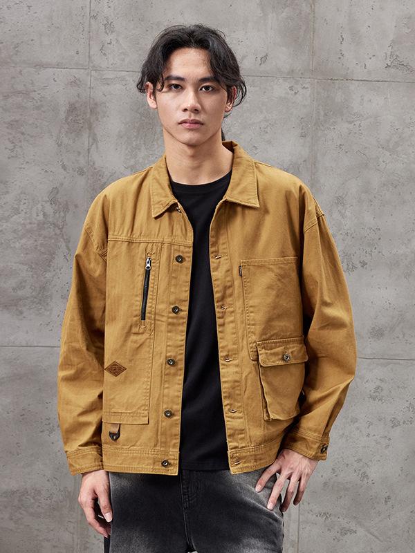 Men's American Retro Heavyweight Workwear Jacket - Autumn/Winter Loose Casual Outerwear