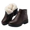 2025 Damenstiefel aus weichem Leder, mit Fleece gefüttert, verdickte flache Sohle, für Frauen mittleren und höheren Alters, Baumwollschuhe für Damen, weiches Leder, Plüsch, modische Stiefel für Damen