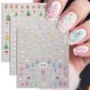 1Pcs 5D Gingerbread Man Snowflake Nail Stickers Christmas Pine Tree Cake Self-Adhesive Nail Decal Winter Diy Manicure Supplies