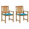 VidaXL Garden Chairs with Cushions 2 Pcs Solid Acacia Wood