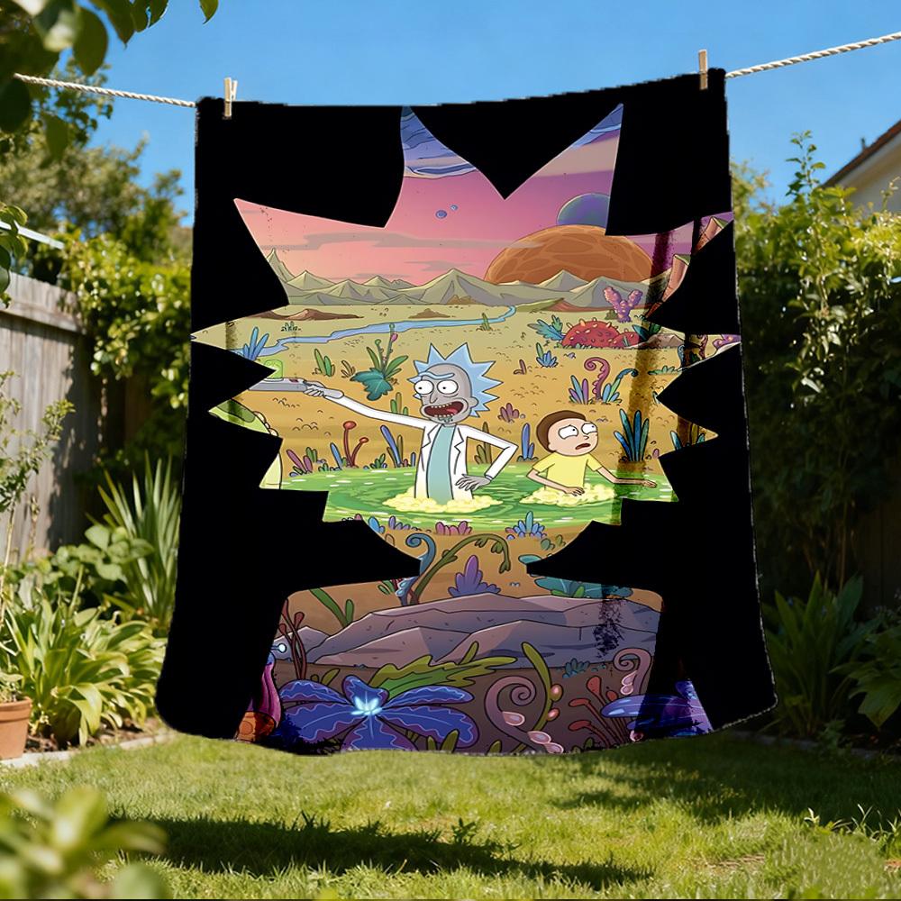 

1pc Rick and Morty Outdoor Flannel Throw Blanket Soft, Lightweight & Warm for Sofa, Office 80x120cm