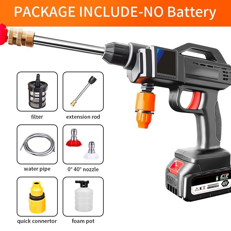 Přenosná 48V vodní pistole na mytí aut, akumulátorová 9000mAh 15000 ot./min., vysokotlaká lithiová baterie, čerpadlo, automatická myčka