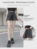 Summer 2021 High-Waist Korean Style Women's Denim Shorts with Side Zipper and Letter Design - Slim, Wide-Leg Hot Pants Trend.