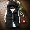 Winter Outdoor Couple Padded Vest Men Slim Fit Sleeveless Jacket Solid Color Stand Collar Zip Up