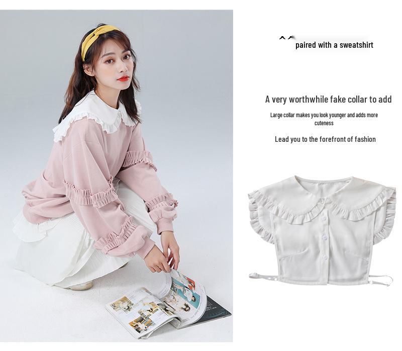 Słodki i Uroczy Ozdobny Kołnierzyk Lalki Damska Koszula