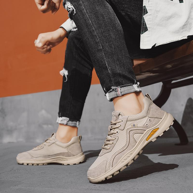 Outdoor Men Hiking Shoes Anti-slip Sneakers for Men Jogging Trekking Sneaker Retro Leather Man Work Shoe Climbing Mountain Shoes