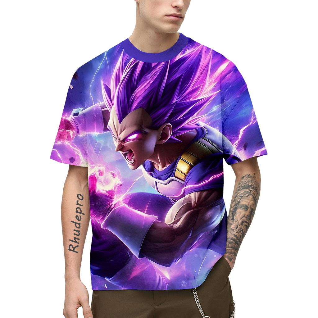 2024 Summer Men New Hot Anime Goku Vegeta All Over Print Cosplay Men Street T-Shirts Unisex Top Short Sleeve