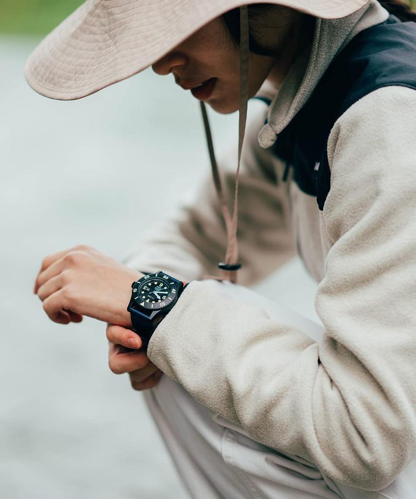 TRIWA Watch Recycled Campus Belt Japan Navy X Black TIME FOR SUB OCEANS CAMP Genuine 10 ATM Marine Recycled Plastic Men's & Women's (Unisex)