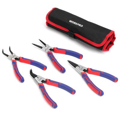 WORKPRO Sprengring-Set, zum Befestigen und Lösen von Federn, zum Befestigen und Lösen von geraden und gebogenen Roststellen, Gesamtlänge, Aufbewahrungstasche inklusive Zange, 4 Löcher, Schäfte