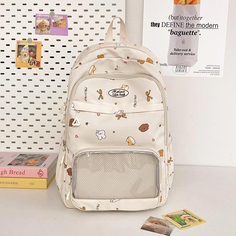 Cute Japanese transparent bag large capacity backpack female student schoolbag junior high school high school student high value backpack