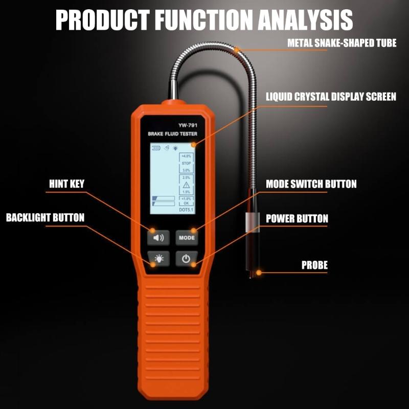 Brake Fluid Tester With Backlight Digital Screen And 260mm Flexible Hose For Efficient Automotive Inspections