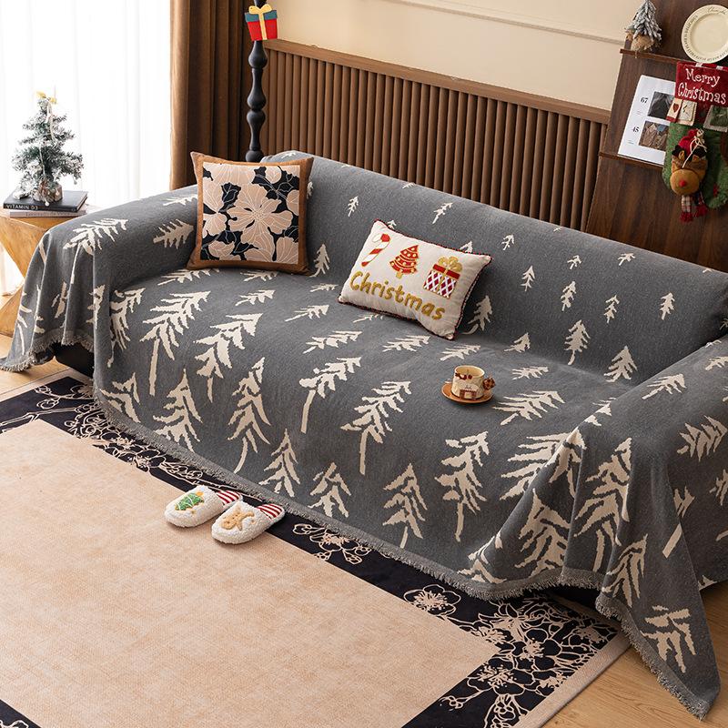 Christmas Festival Decoration Chenille Sofa Cover,All Seasons Blanket Sofa Towel,Living Room Sofa Cover,Anti-cat Scratch Cover