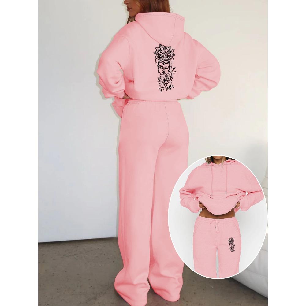 Women's Pullover and Wide Leg Sweatpants Set Are Fashionable and Comfortable Streetwear, Perfect for Autumn and Winter Women's Clothing
