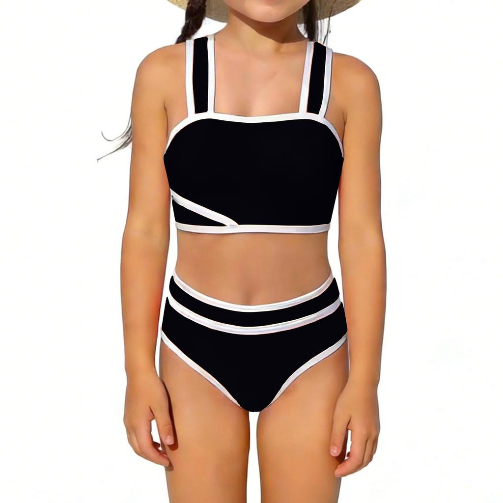 Children's Fashion Color Two-piece Swimsuit Set
