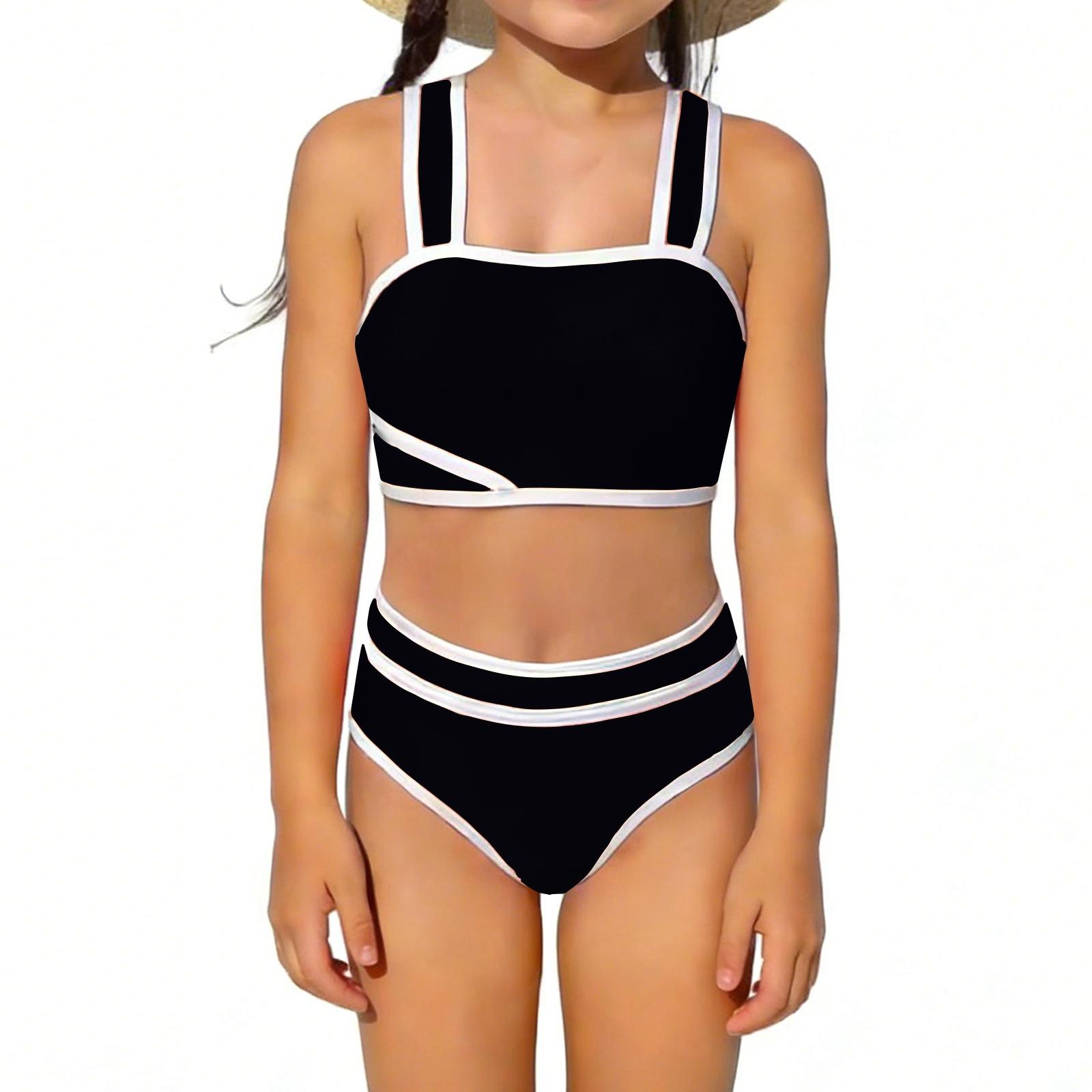 

Children s Fashion Color Two-piece Swimsuit Set 130 чорний