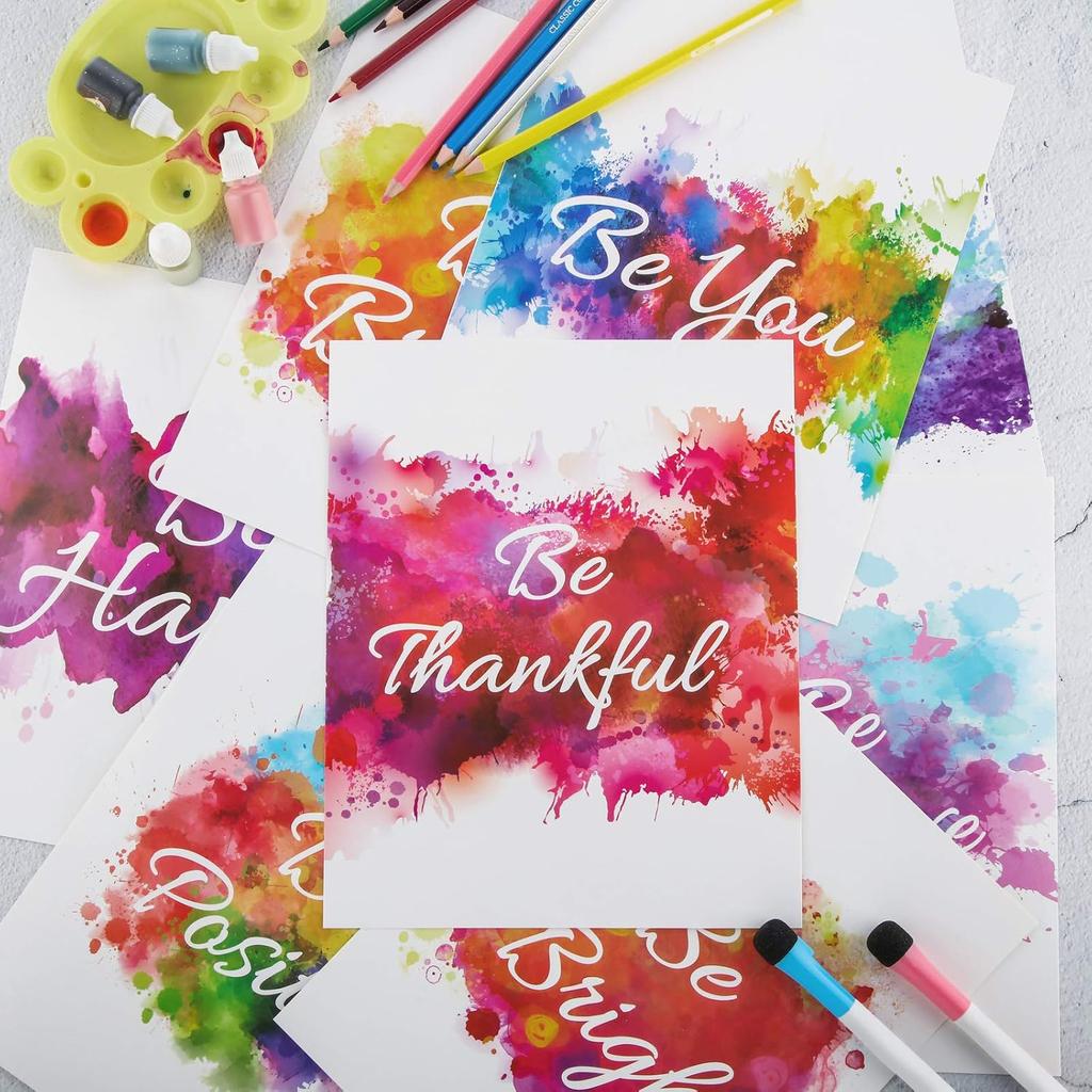 Outus 9 Pcs Watercolor pirational Wall Art Prints Unframed Abstract Art Wall Poster Motivational Posters for Office Classroom Home Bedroom