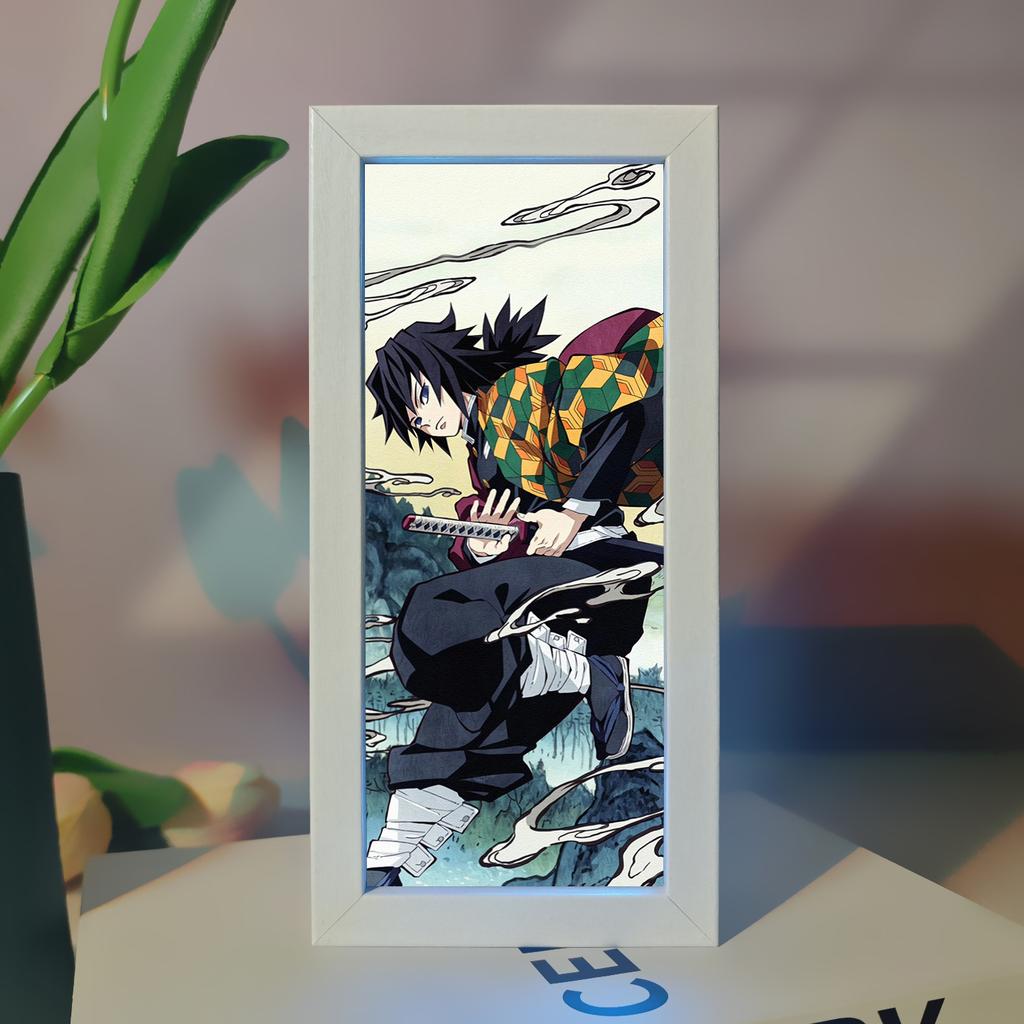 Demon Slayer Picture Frame Night Light Bedside Table Decor Nezuko Anime Peripheral Figures Ornaments Cartoon Lamp Birthday Gifts