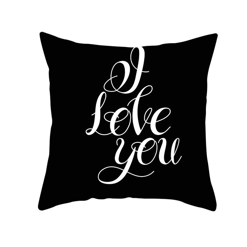 

Peach Skin Pillow Cover Valentine s Day Black and Red Letters Valentine s Day Home Furnishings Sofa Cushion Cover 45 * 45Cm (without pillow core)