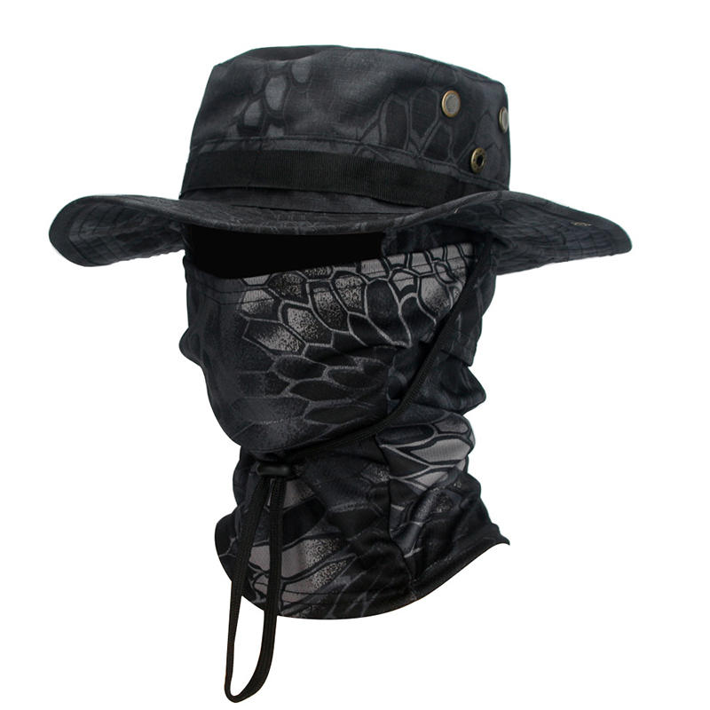 Tactics Camouflage Boonie Cap Balaclava Hat Suit Foldable Soft Outdoor Hunting Fishing Wide Brimmed Sunscreen Caps