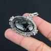 Natural Star Galaxy Jasper Gemstone Pendant Green 925 Sterling Silver Jewelry