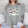 Christmas Snow Print Crew Neck Sweatshirt Women Loose Fit Casual Long Sleeve Top