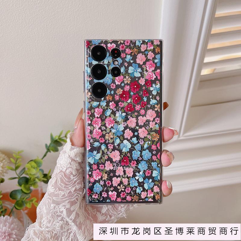 Applicable to Samsung S25ultra Apple iphone17 floral retro floral mobile phone case A56 painted protective case