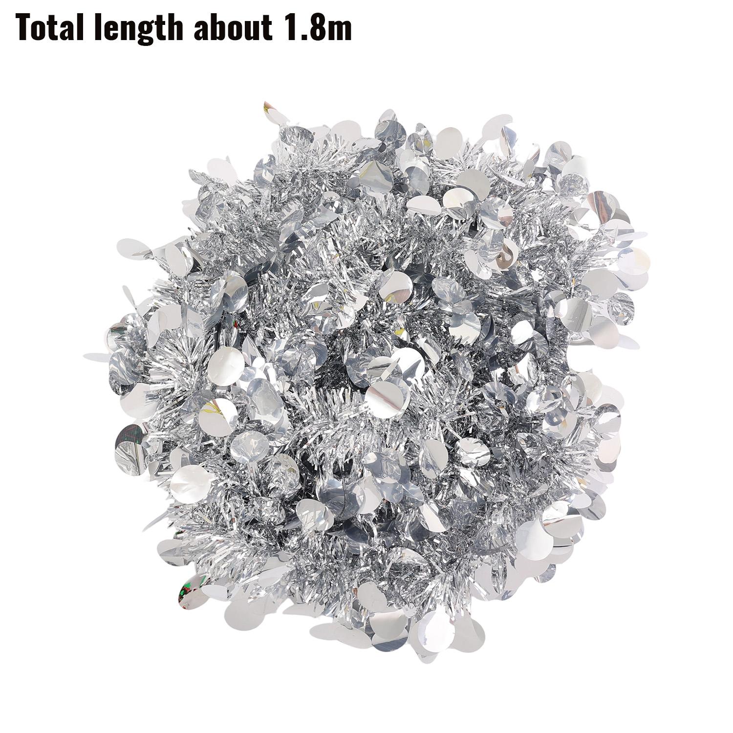 

10/1pcs Round Sequin Ribbon Garlands Christmas Glitter Tinsel Ribbons Strip DIY Wreaths Xmas Tree Hanging Ornaments Party Decor 1.8M- (1string) срібний